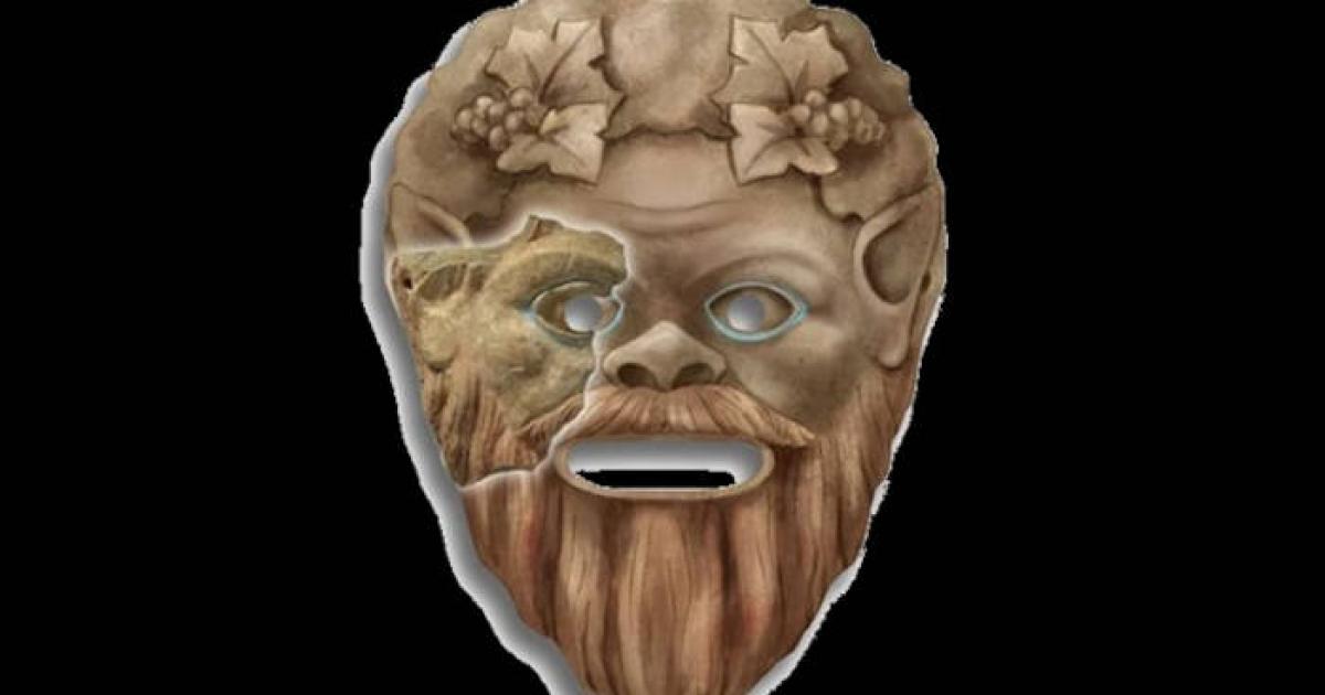 Artistic reconstruction of the 2,200-year-old satyr theater mask discovered in Phanagoria.