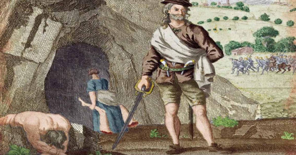 Colorized engraving depicting Sawney Bean. Source: Public Domain