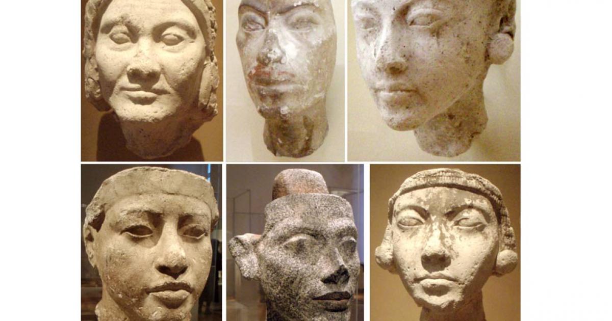 Plaster face of an older Amarna-era woman