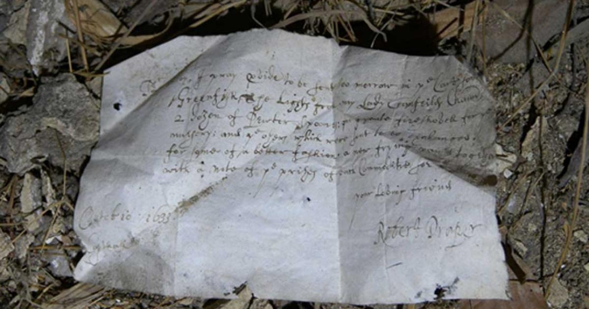 1633 letter found in the South Barracks of Knole House