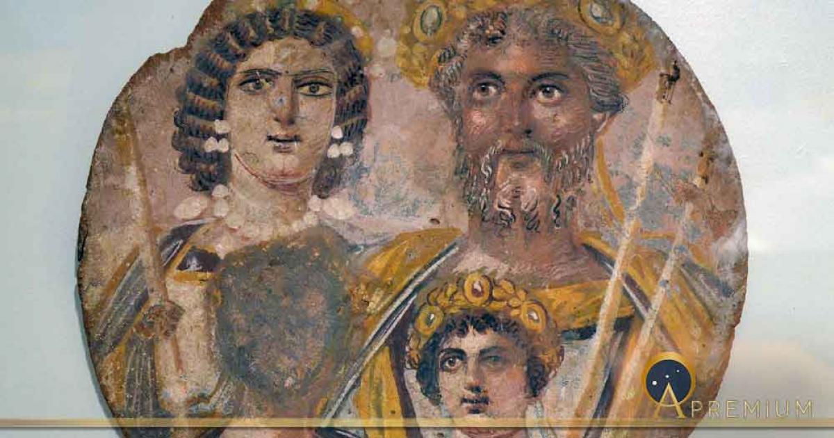 Severan Tondo depicting Septimius Severus, Julia Domna, Caracalla, and Geta (with his face removed in damnatio memoriae). Source: Public domain