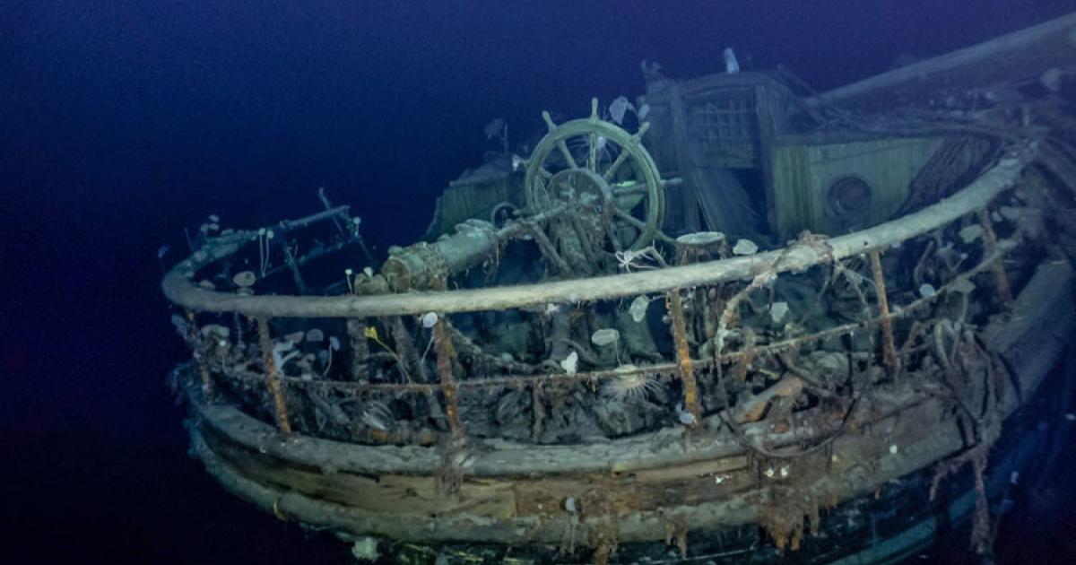 Antarctic explorer Earnest Shackleton’s long lost Endurance shipwreck, which sank in 1915, has finally been found at a depth of 10,000 feet or 350 meters off the coast of the icy continent. 		Source: Falklands Maritime Heritage Trust / National Geographic / Endurance22