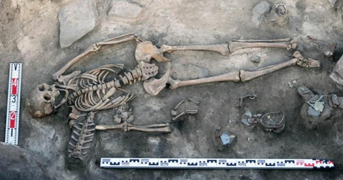 Skeleton of an elite woman found in a rare medieval burial in the Sayan Mountains, Siberia