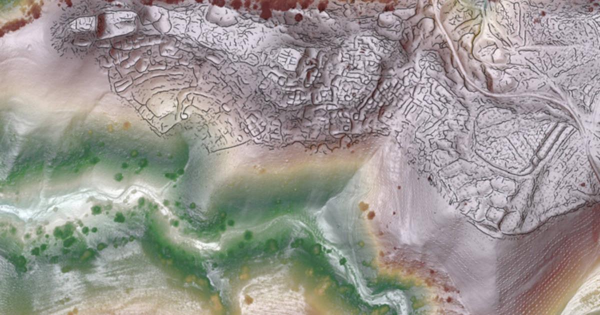 Composite lidar view of Tugunbulak, lost Silk road city in Uzbekistan.