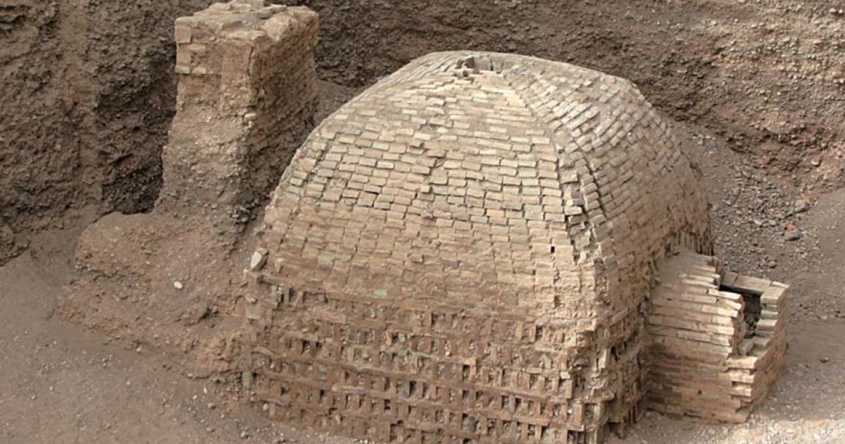 Tmbs excavated in Kucha, with carvings of mythical creatures