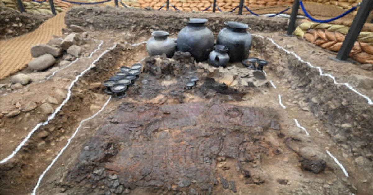 Armor and burial goods discovered a ritual burial beneath a Silla Dynasty tomb in Gyeongju, South Korea
