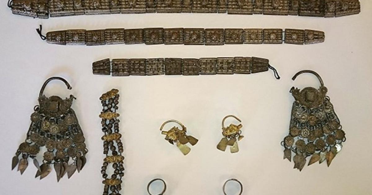 Silver adornments from the 17th century treasure discovered near Montana in Northwest Bulgaria. 
