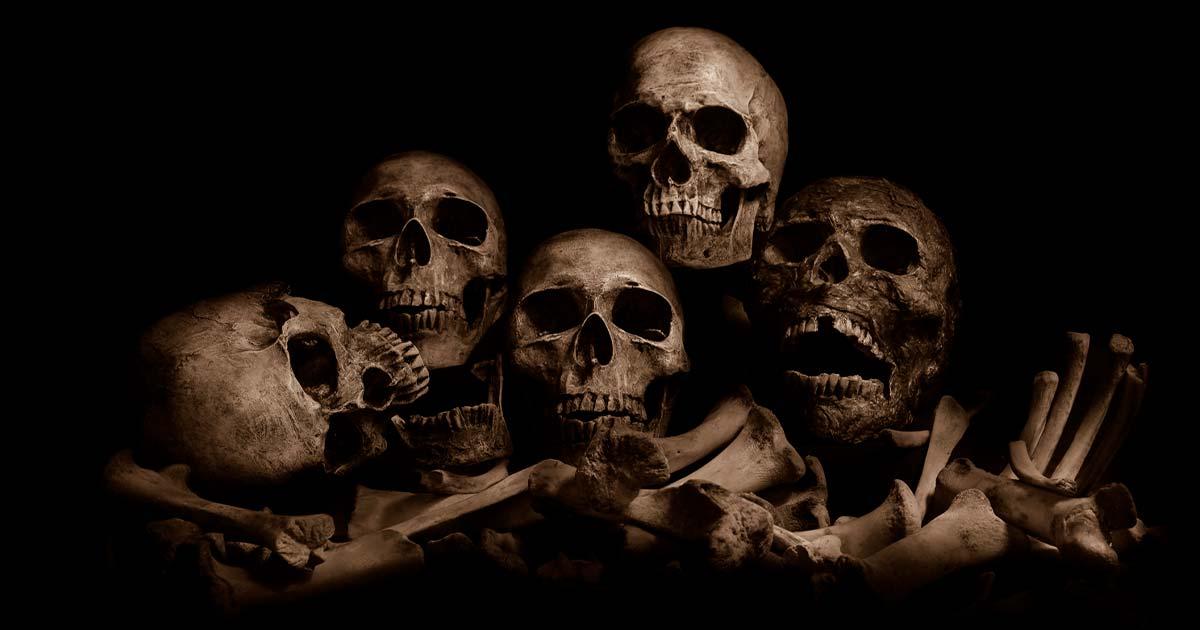 Pile of human skulls. Source: papi8888 / Adobe Stock.
