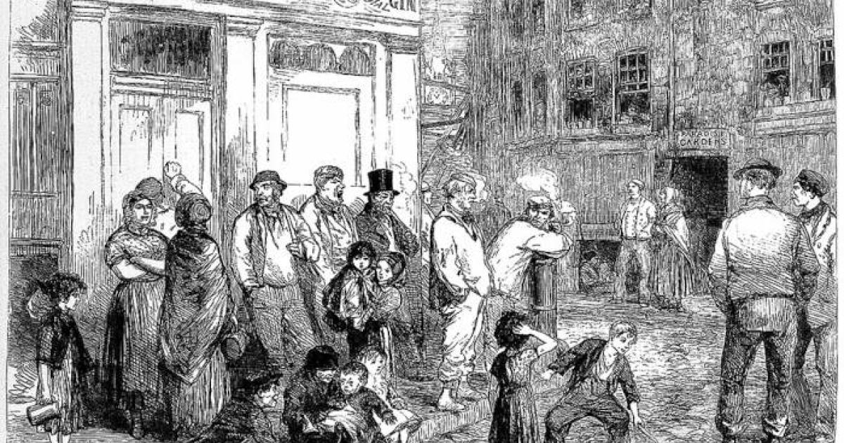 Engraving titled 'Scene in a London Street on a Sunday Morning'