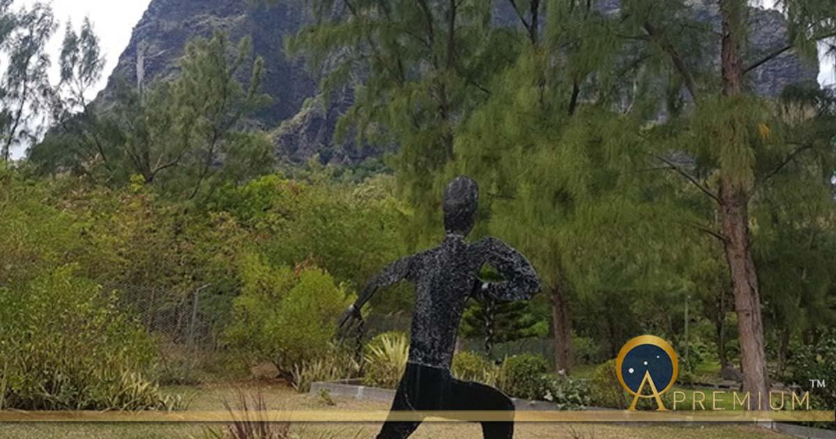 Le Morne Brabant, UNESCO world heritage site with depiction of a runaway slave.