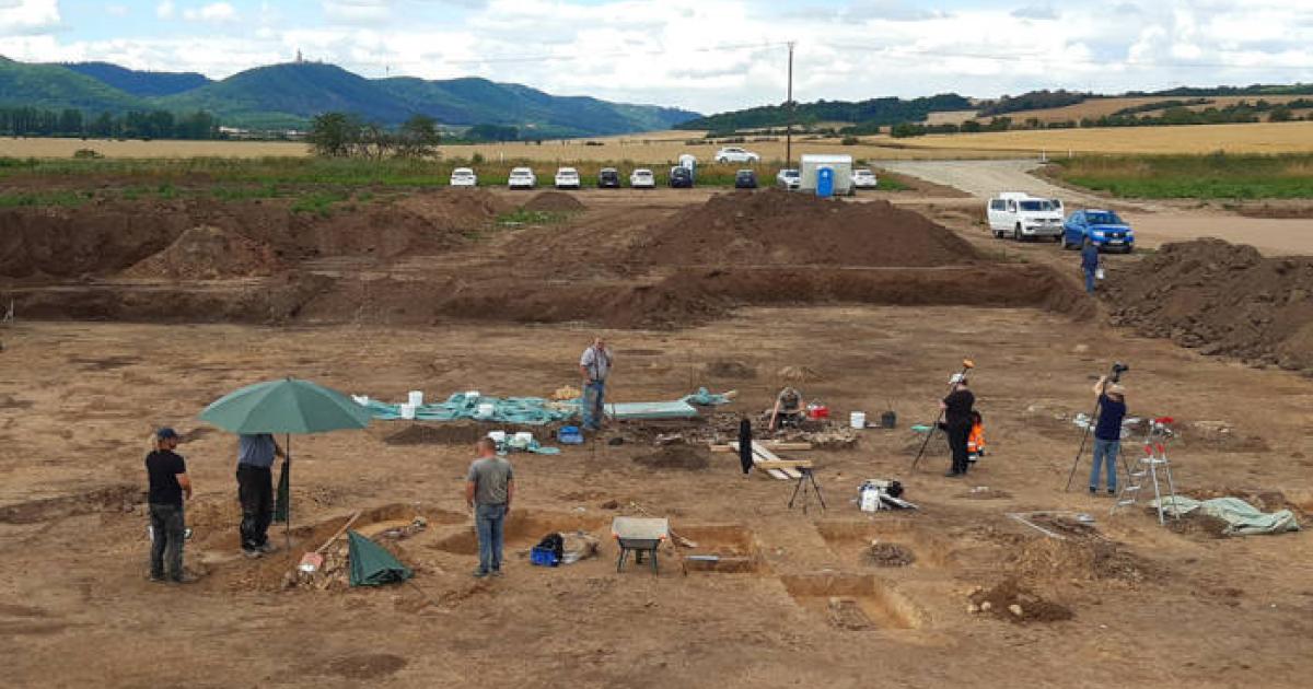 Excavation in 2020 at the pre-Slavic cemetery of Brücken, Mansfeld-Südharz District (Saxony-Anhalt), Germany.