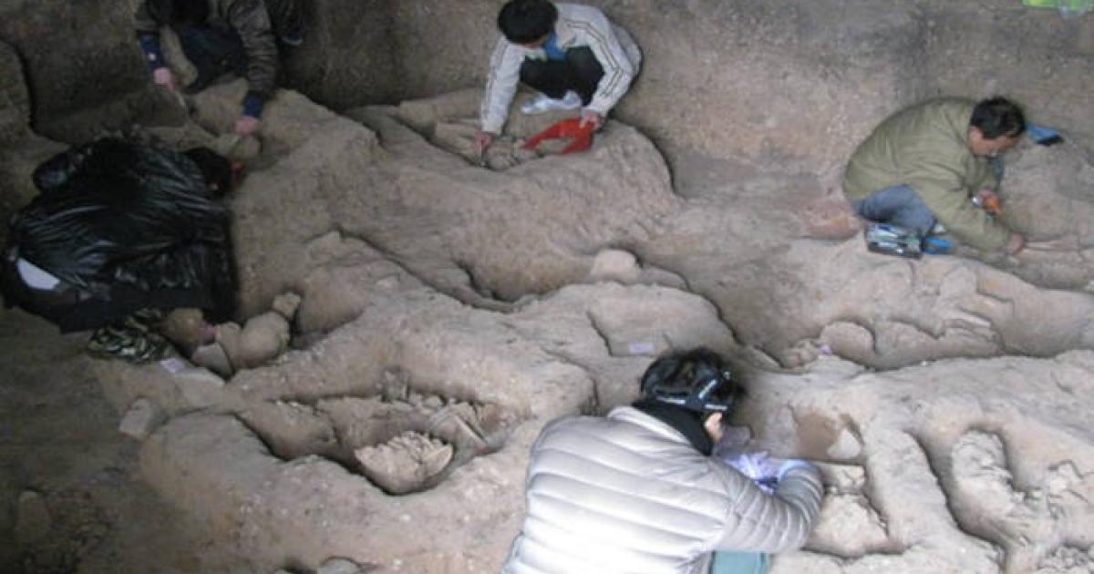 The team excavating an ancient hunter-gatherer cemetery in Guangxi, southern China