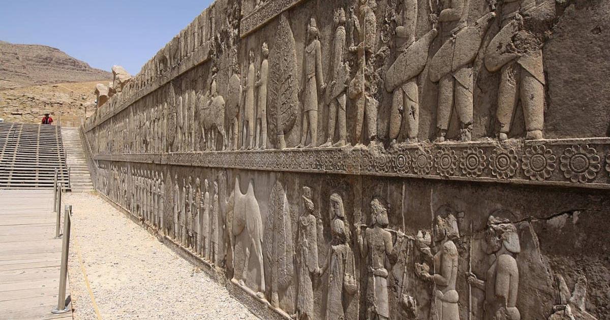 Sogdian merchants on a relief from Persepolis, Iran. 