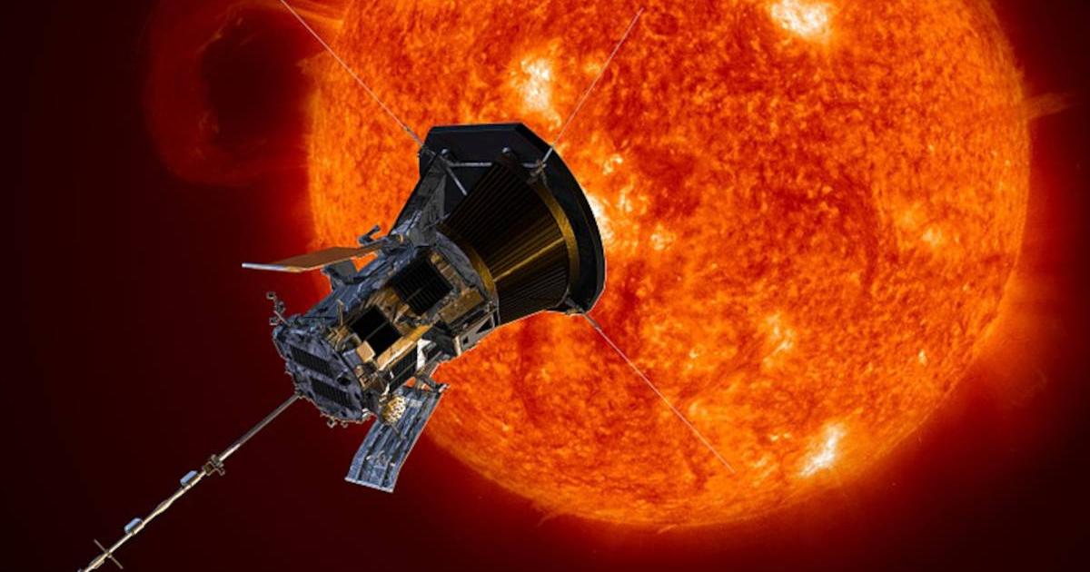 An artist’s conception of the Parker Solar Probe as it hurtles through the Sun’s atmosphere.