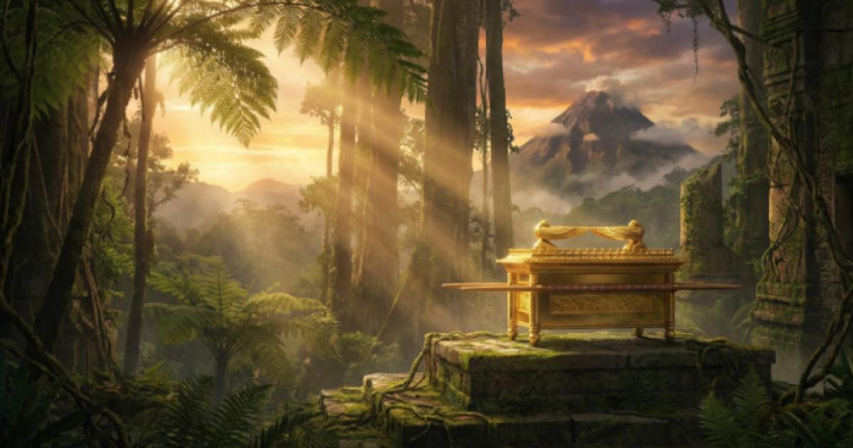 Ark of the Covenant in an island temple setting.