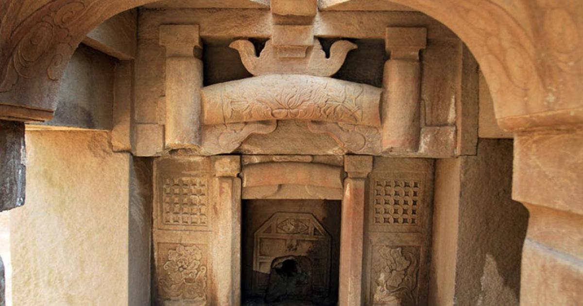 Some of the beautiful carvings that have been found in the Song Dynasty tomb, Baisha town, Chongqing, China 