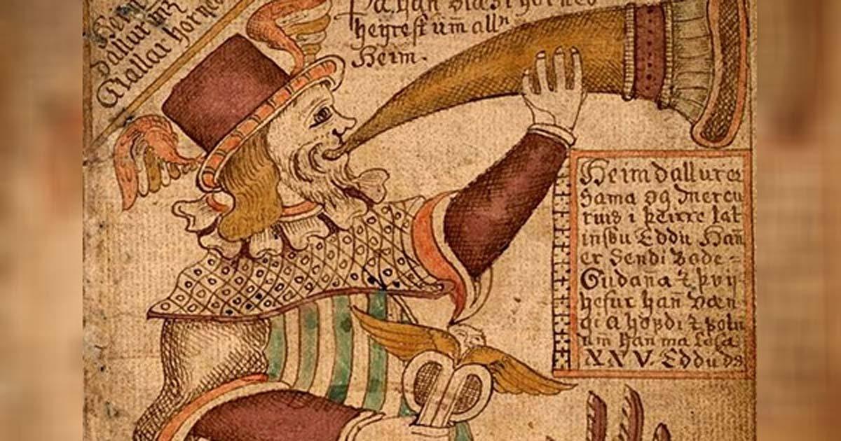Heimdall blowing Gjallarhorn