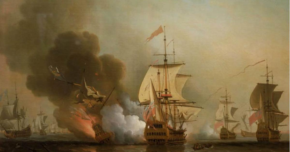 Samuel Scott’s painting titled “Action off Cartagena, May 28, 1708,” executed before 1772. 