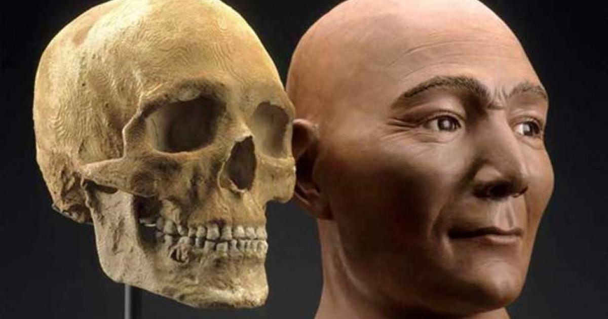 Reconstruction of the face of the Spirit Cave mummy. 