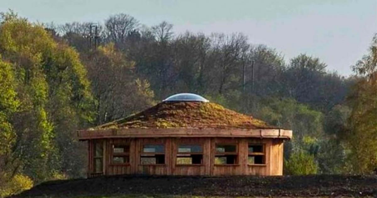 Artistic representation of the future roundhouse set to be built at St. Bride’s Mound in Glastonbury. Source: Friends of St. Bride's Mound