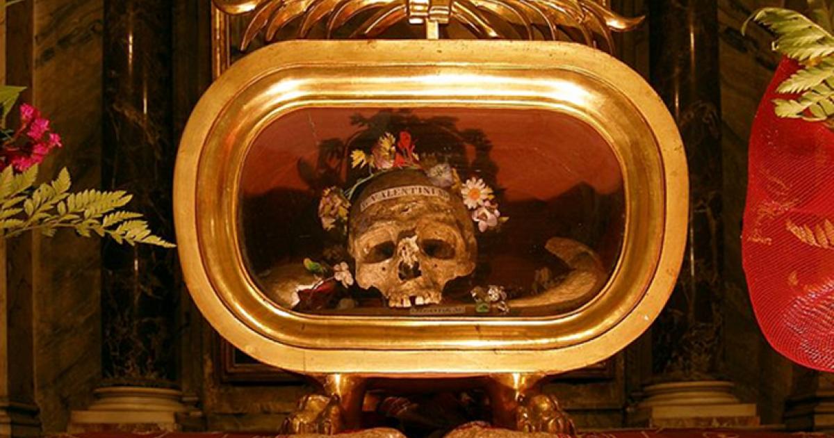Relics of St. Valentine of Terni at the basilica of Saint Mary in Cosmedin.