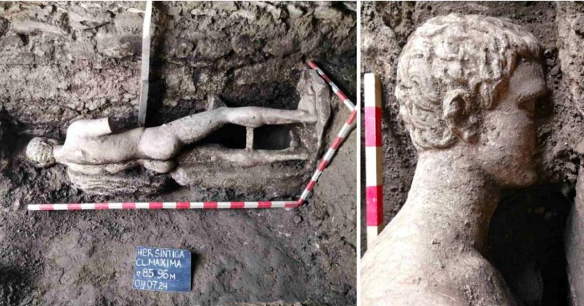 Top image: Statue of Hermes in situ at Heraclea Sintica. 	Source: Archaeologia Bulgarica
