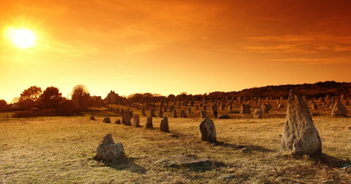 Carnac Stones, Brittany. Stone Age sailors may have spread this kind of megalithic monument building practice.