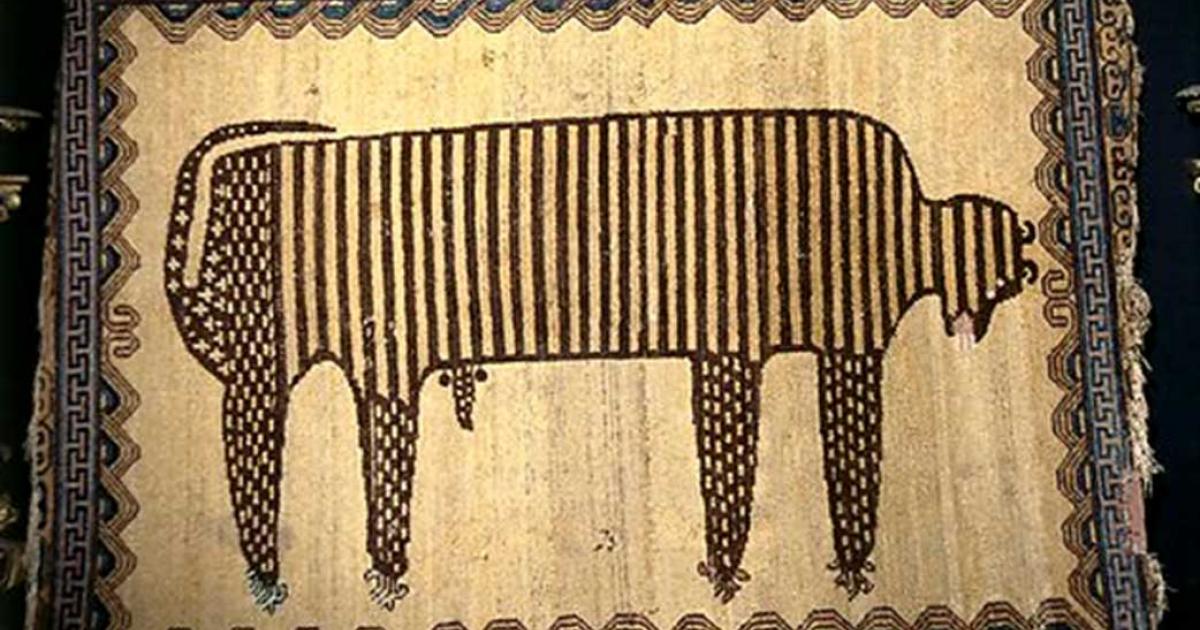 A photo of the sacred cat rug.