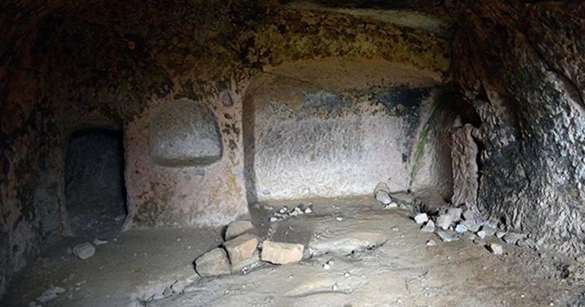 A chamber in Belağası Underground City in Gesi district, Kayseri Province, Turkey