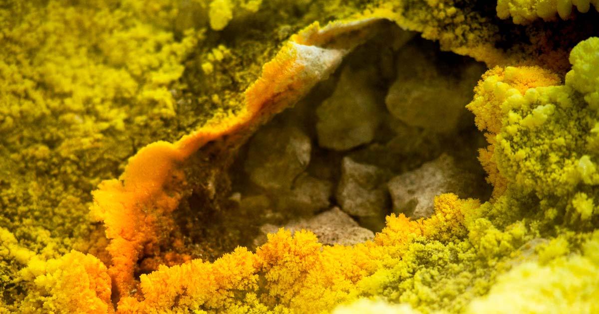 Close up of "fumarola" on top of Vulcano Island, Sicily. Earliest dates of sulfur mining were at this fumarole. Source: Zapatisthack by Adobe Stock 