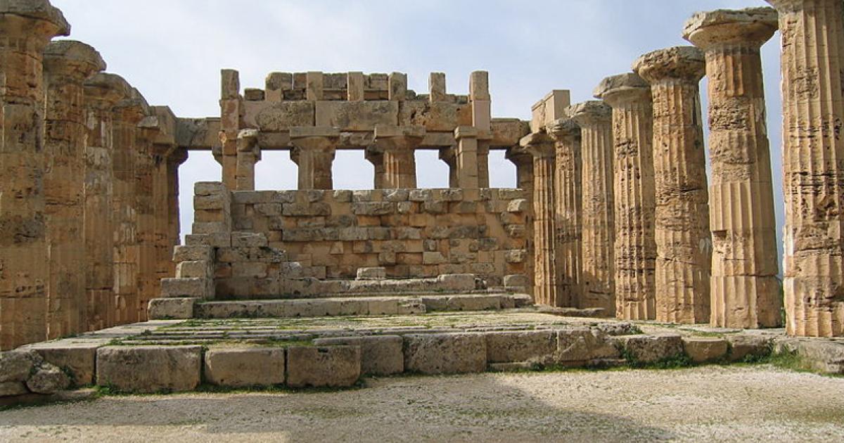 The interior of what researchers call Temple E in Selinunte 