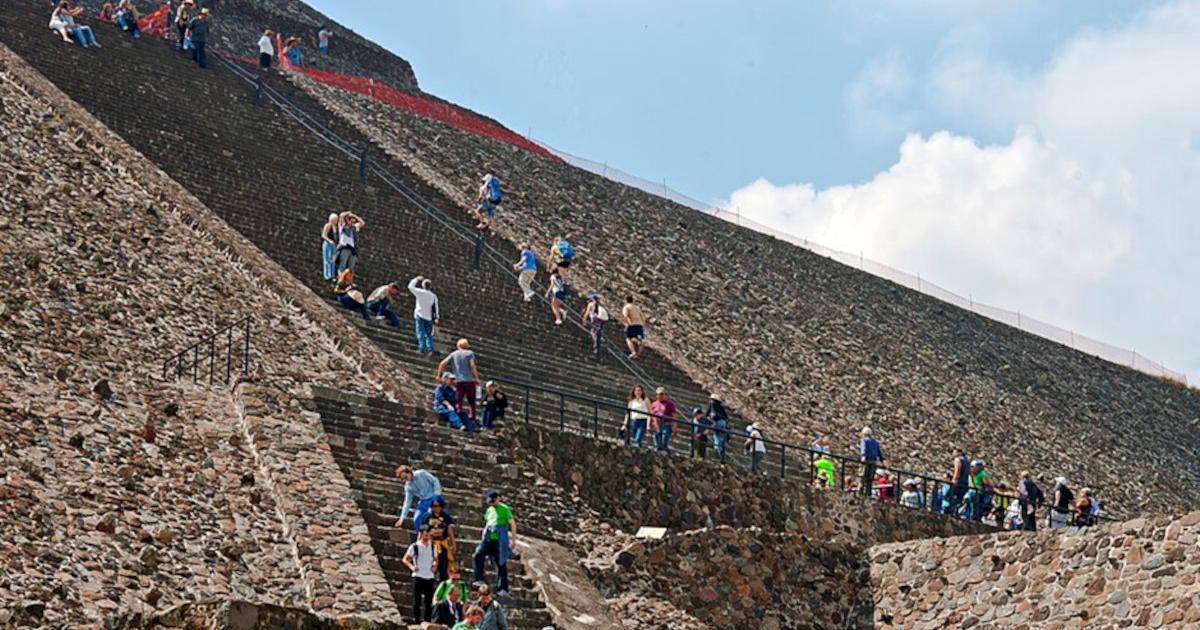 Tourists at Teotihuacan, Mexico.