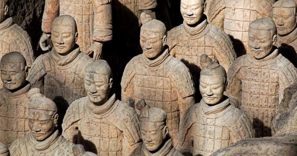China’s world famous Terracotta Army, created over 2,000 years ago, was built  to protect the first Chinese emperor on a site near Xian that covered 98 square kilometers (38 square miles). 		Source: David Davis / Adobe Stock