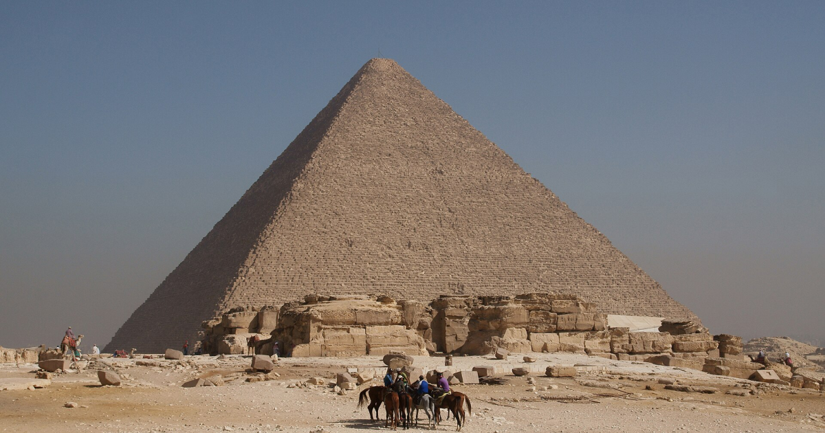 The Great Pyramid of Khufu, Giza, Egypt. Photograph by [Photographer's Name], Wikimedia Commons. Licensed under Creative Commons Attribution-ShareAlike 3.0 Unported