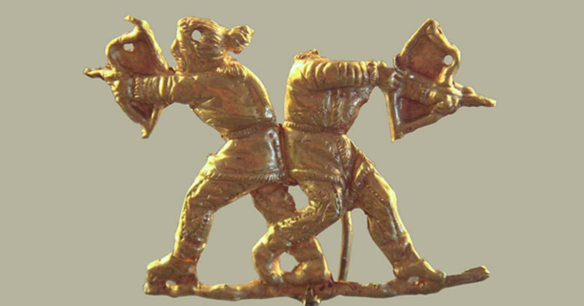 Scythians shooting with the Scythian bow, Kerch (ancient Panticapeum), Crimea, 4th century BC. 