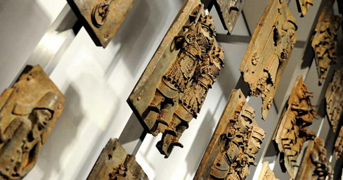 A display of the Benin Bronzes in the British Museum.