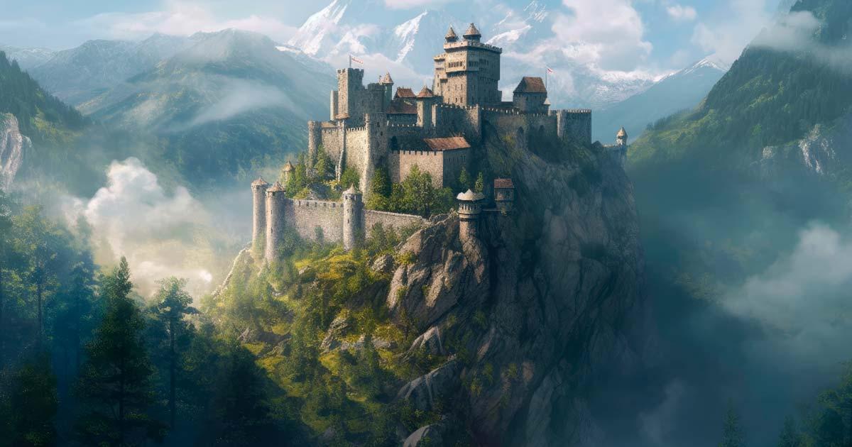 AI Panoramic view of the castle during the Dark Ages. Source: DIGITALSHAPE/Adobe Stock