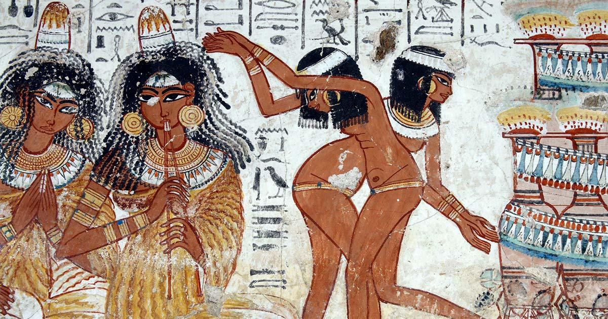 Egyptian painting of dancers and flutists, from the Tomb of Nebamun. (Public Domain)