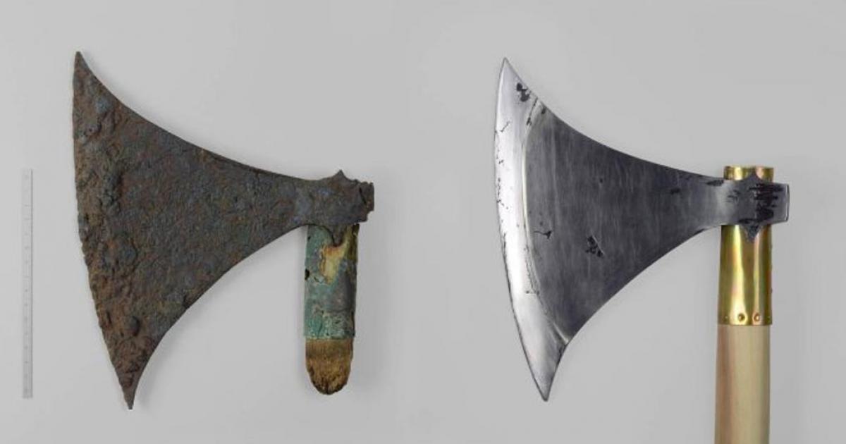 The Langeid Viking Battle Axe: The original and the copy.