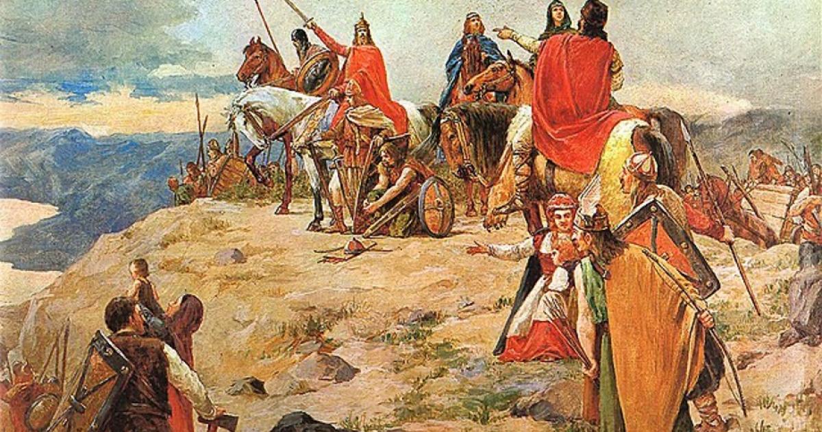 Dolazak Hrvata (Arrival of Croats), painting by Oton Iveković, representing the migration of Croats to the Adriatic Sea.