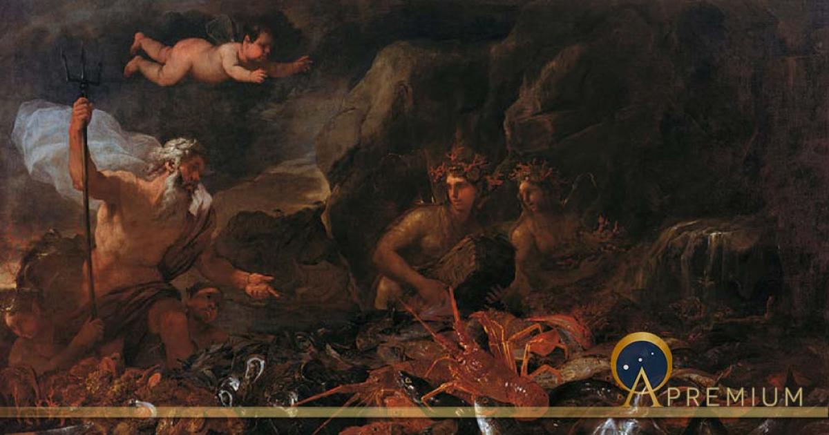 The riches of the sea with Neptune, tritons and two nereids  by Luca GIORDANO Giuseppe RECCO (1684) Art Gallery of South Australia (Public Domain)