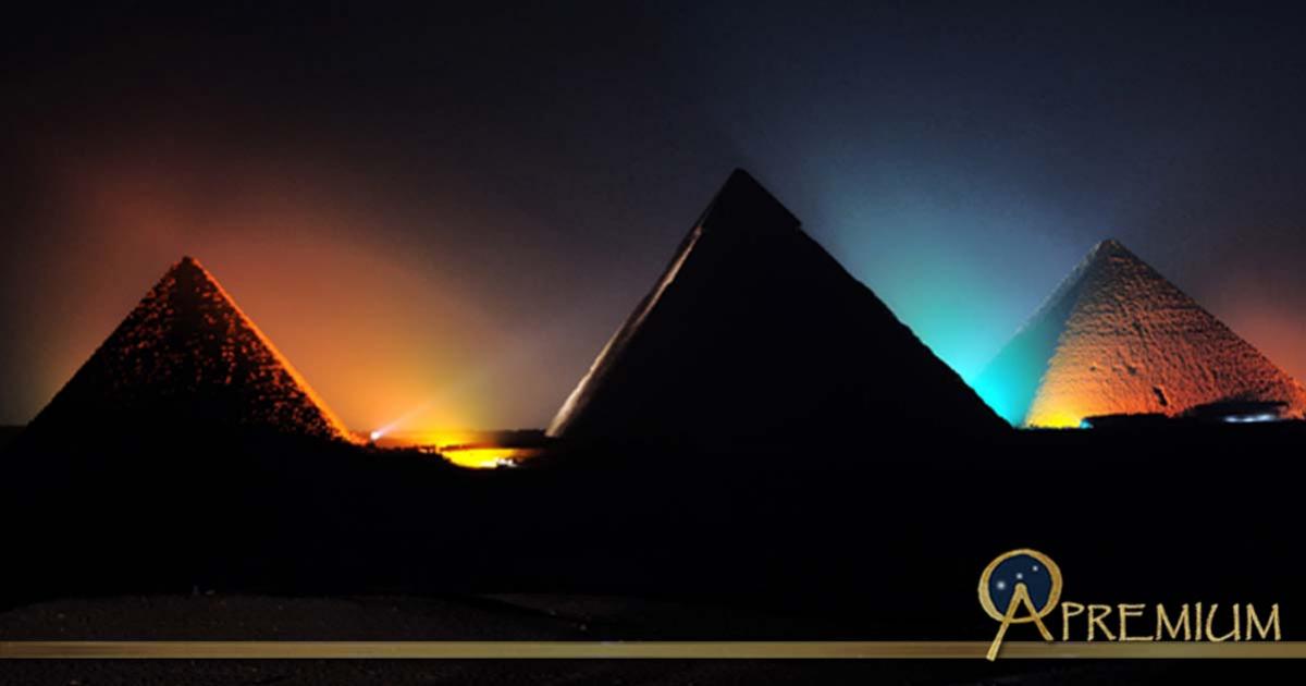 Pyramids of Giza at Night