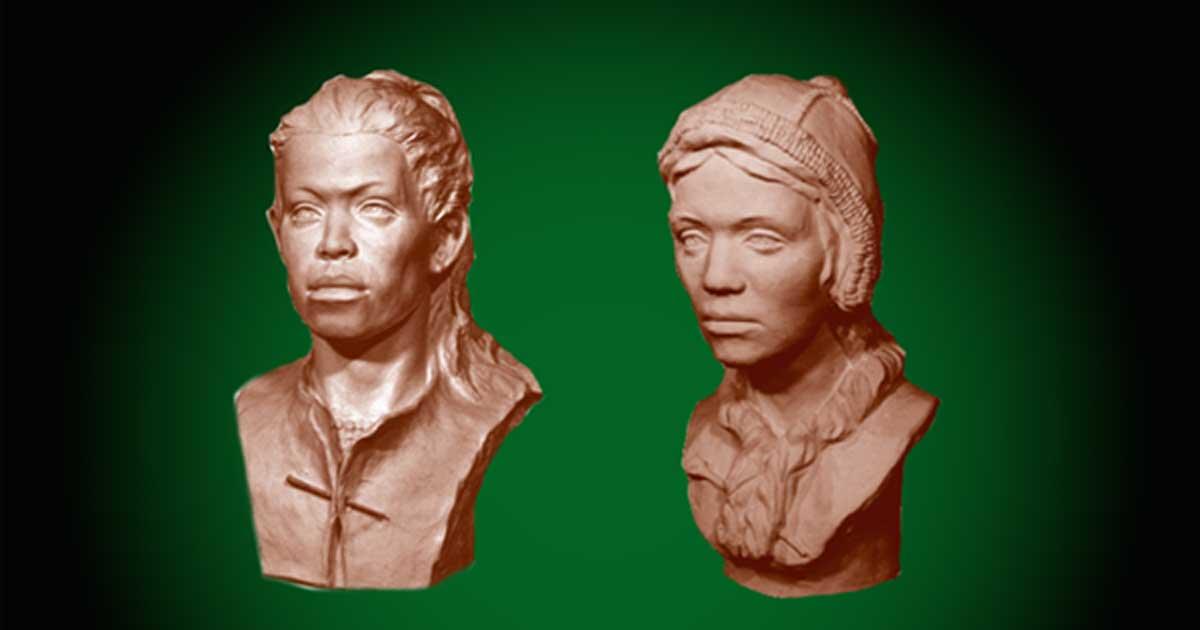 Reconstructed heads of the children that may have been sacrificed for a double burial in Sunghir, Russia. 