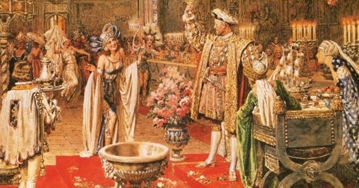 Toasting the revels: The court of Henry VIII, as depicted by the Italian artist Fortunino Matania. 
