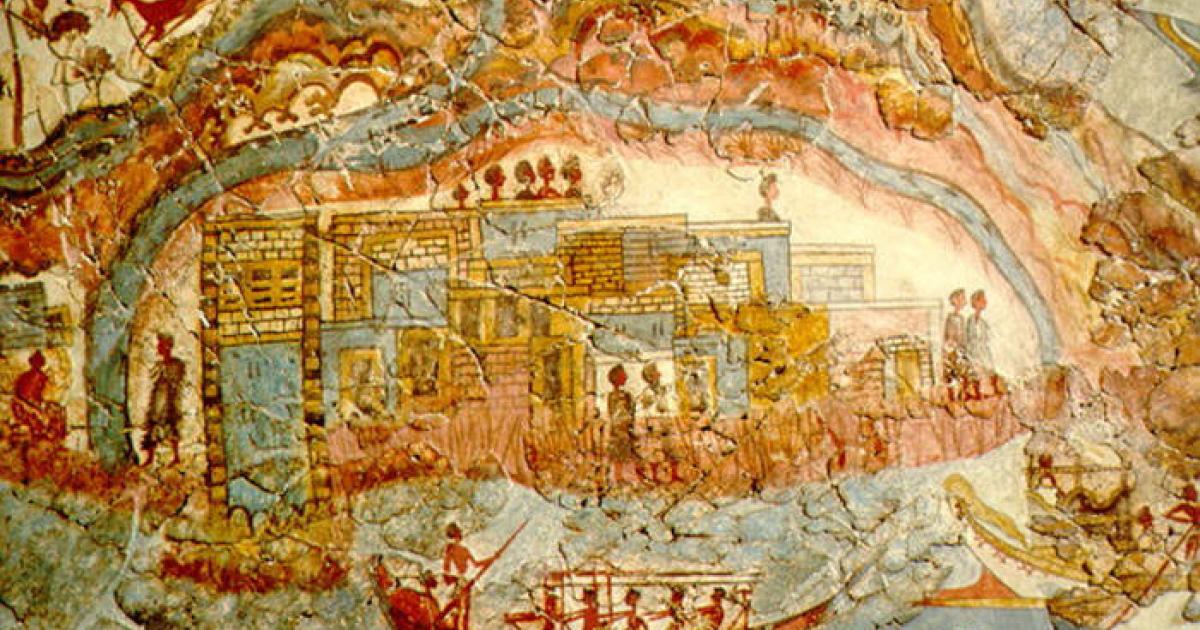 Fresco of the Bronze Age settlement at Akrotiri.