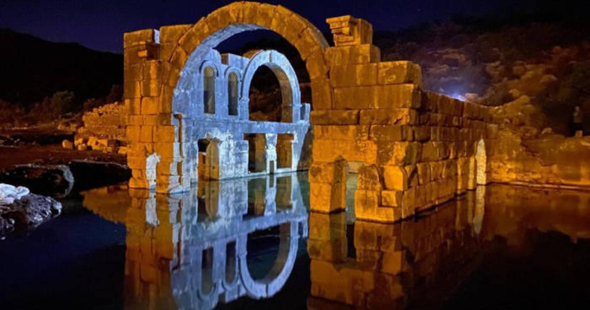 The thermal structure found in the ancient city of Myra at night.