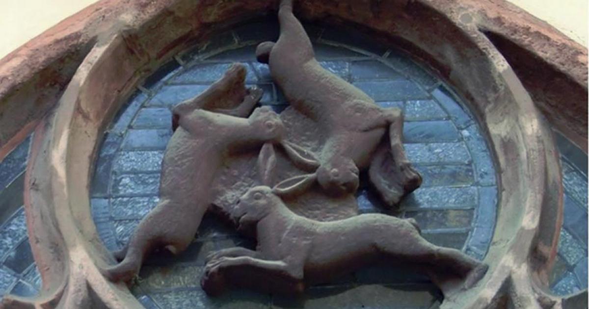 The Dreihasenfenster (Window of Three Hares), Paderborn Cathedral, Germany. 