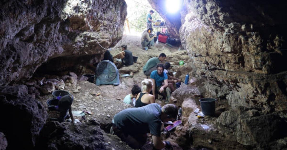 Archaeological excavation in Tinshemet Cave, Israel