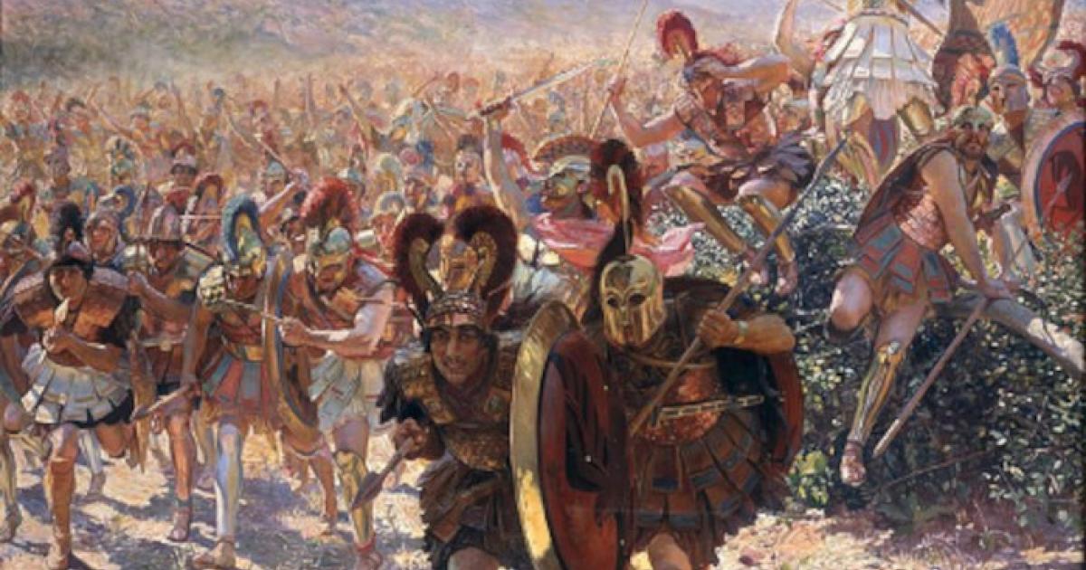 A painting representing the Battle of Marathon in the time of the Graeco-Persian Wars.