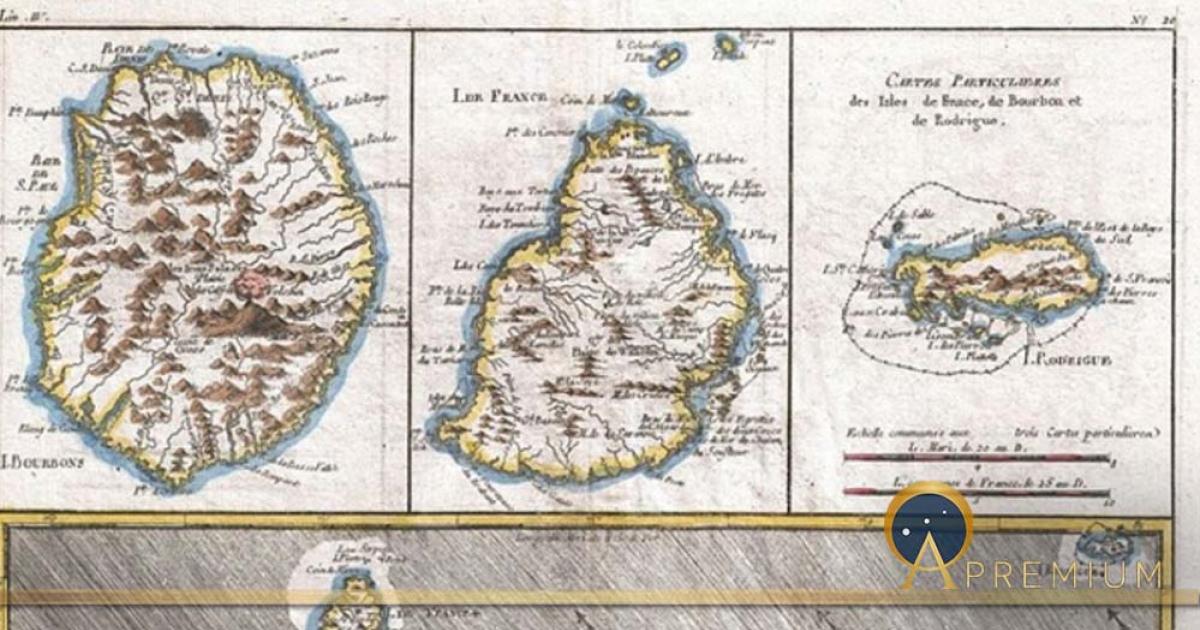 1780 map of the Mascarenes; Reunion, Mauritius, and Rodrigues (Public Domain)
